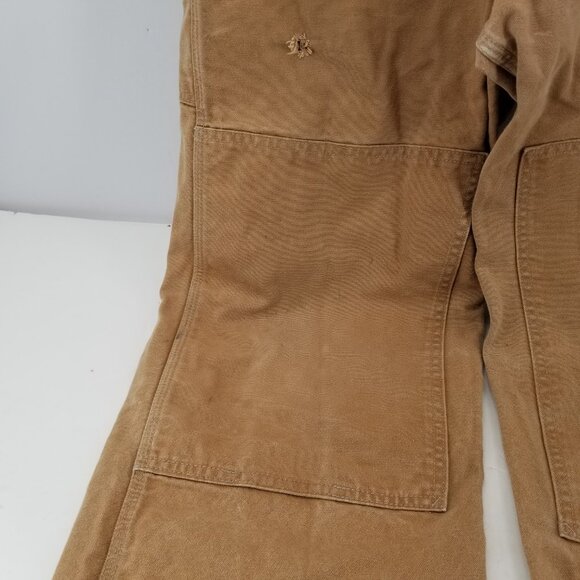 Carhartt USA R01 BRN Duck Bib Overalls Double Knee Unlined 38 x32 Distressed - Picture 8 of 15